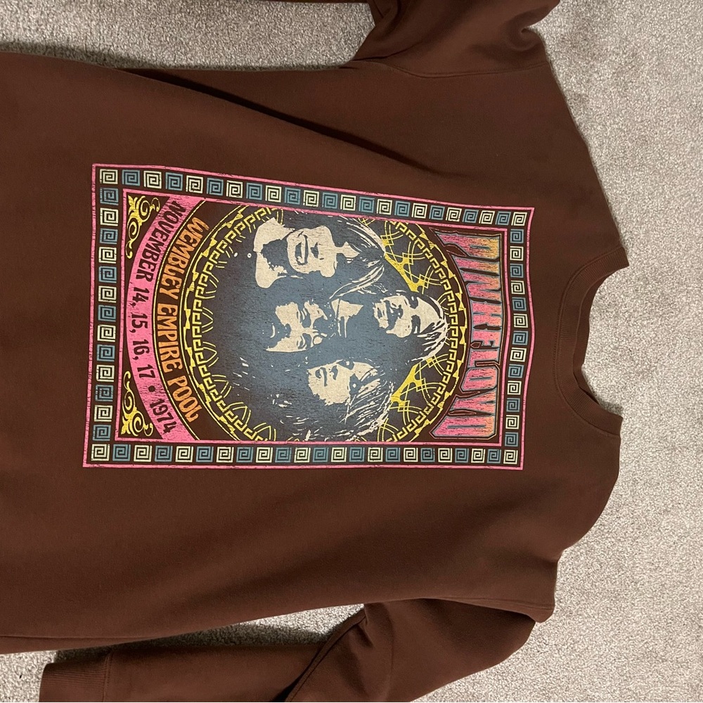 brown pink floyd sweatshirt